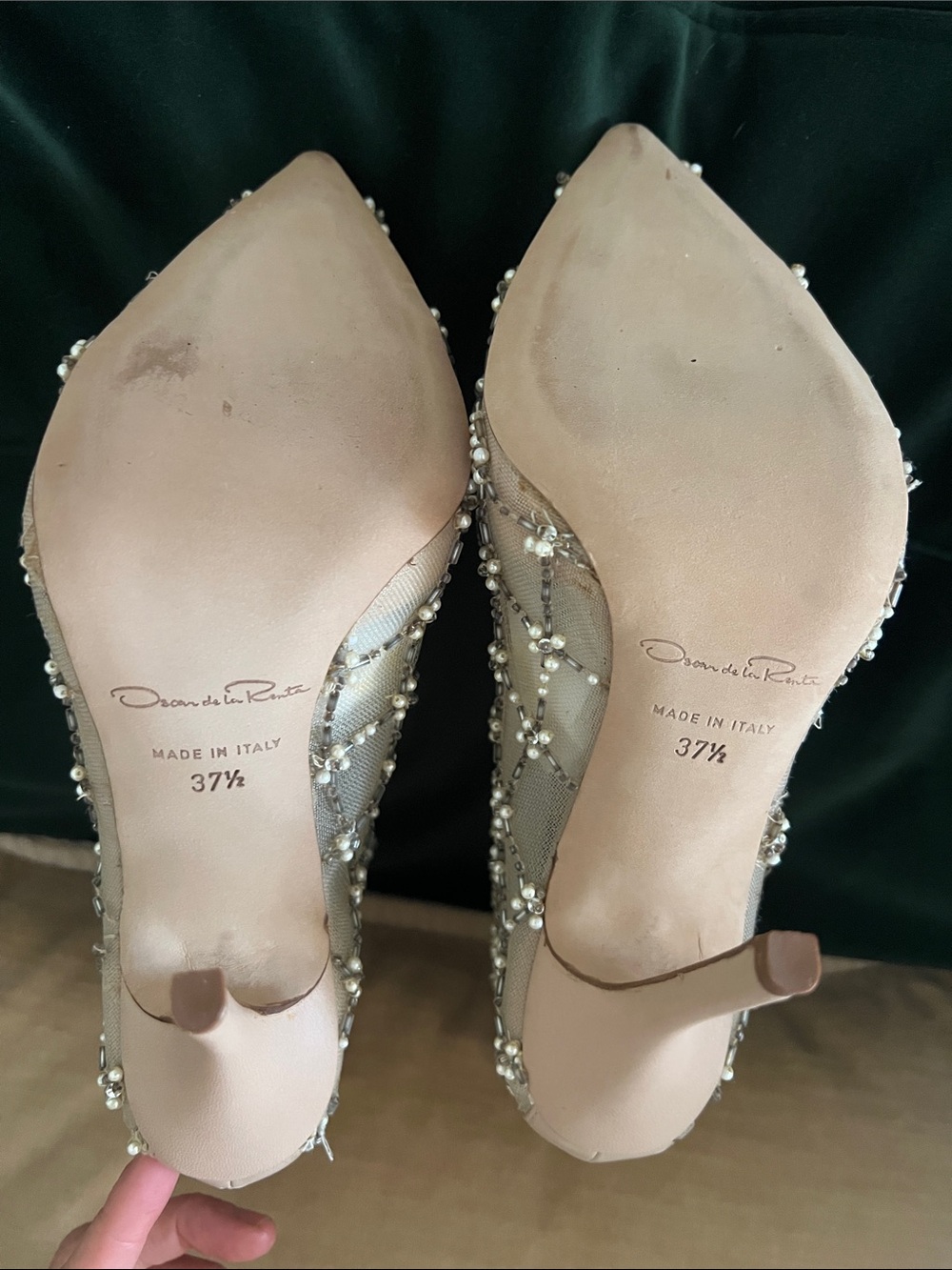 NIB Oscar de la Renta Pearlette Embroidered Booties - Size 37.5 - Picture 10 of 14